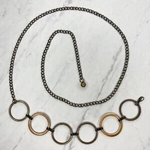 Bronze Tone Metal Plastic Hoop Chain Link Belt Circle Ring Y2K One Size (OS) ✨
